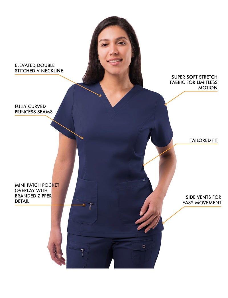 Adar Uniforms, Pro Scrubs for Women - Elevated V-Neck Scrub Top - P4212 - Navy - XL - Image 3